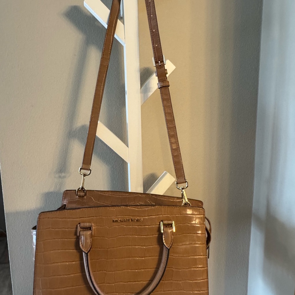 Michael Kors Tan Crocodile-Embossed Handbag